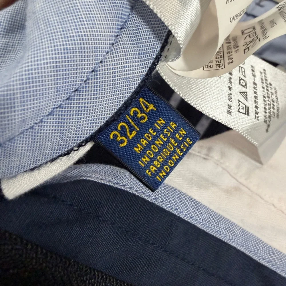 Polo Ralph Lauren Mens 32x34 Tall Slim Fit Chino Pants Navy Blue Stretch Casual